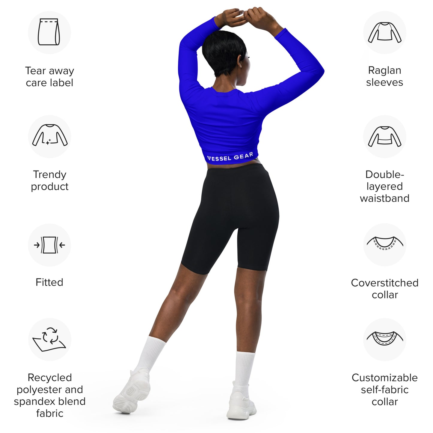 Vessel Gear Long Sleeve Crop Top Blue