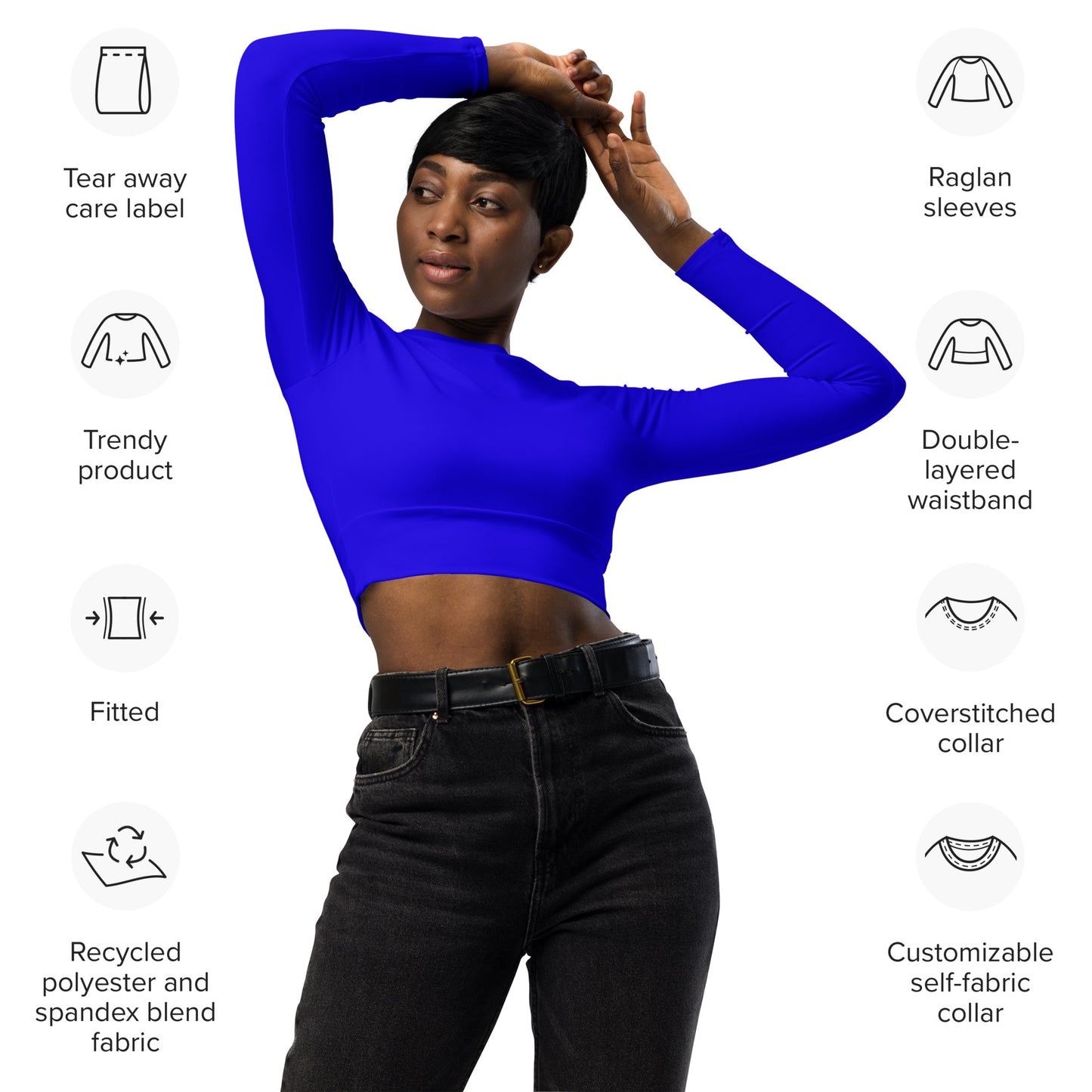 Vessel Gear Long Sleeve Crop Top Blue