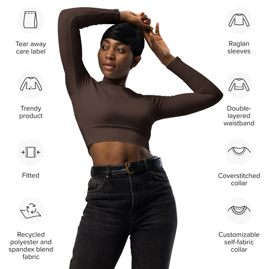 Vessel Gear Long Sleeve Crop Top Brown